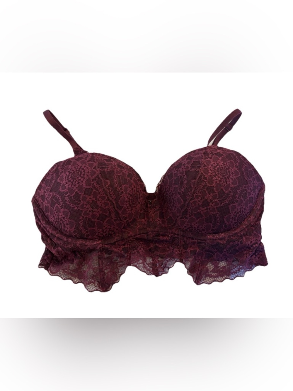 PINK Victoria's Secret Burgundy Lace Longline Bra